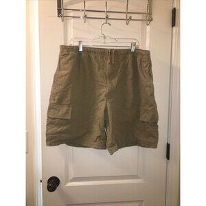 Men's Big & Tall Cargo Shorts Zip & Button Drawstring Size 42 Khaki Tan